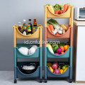 Rak Penyimpanan Dapur Keranjang Lantai Organizer Rolling Basket